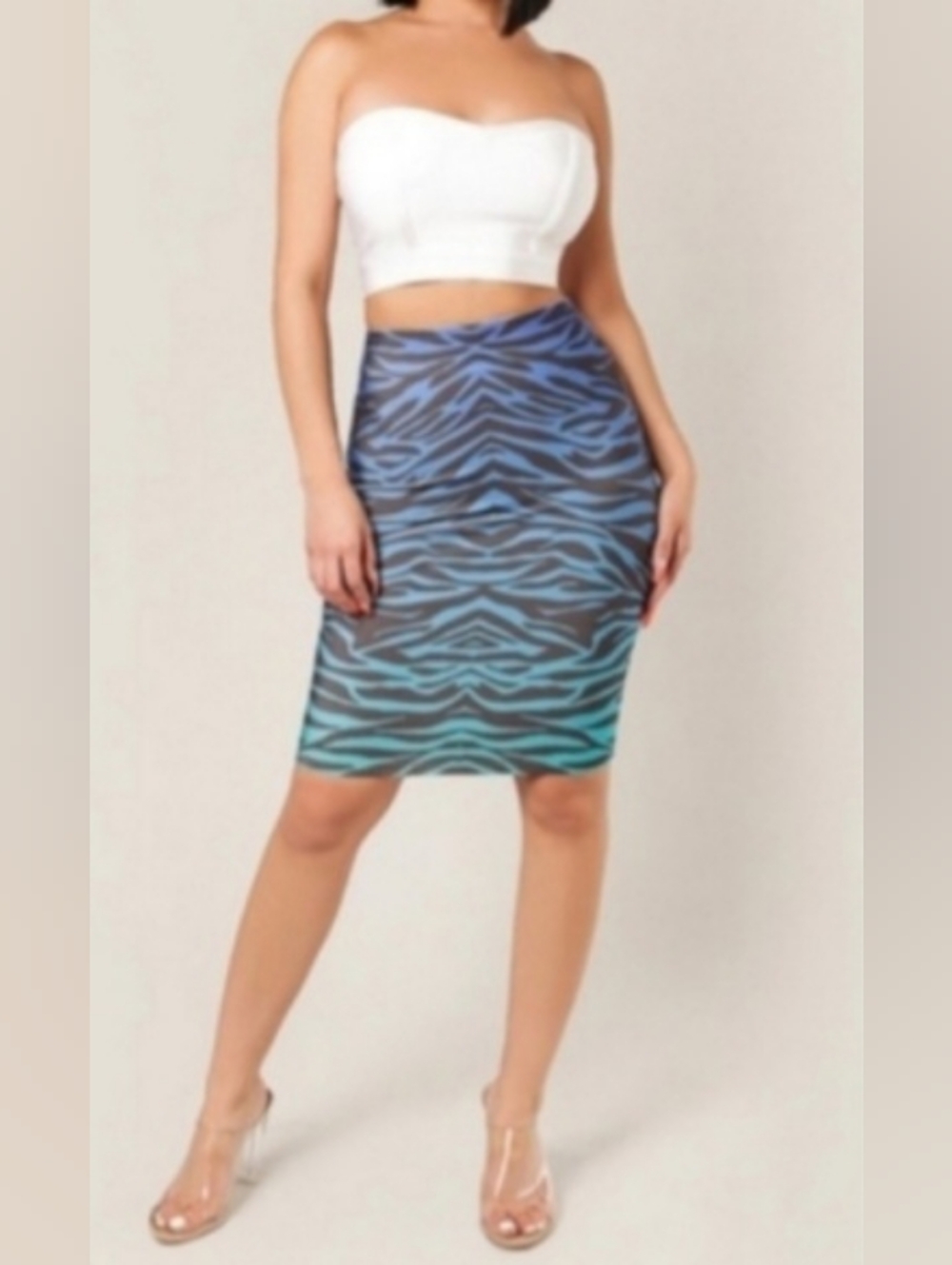 WoW Couture Bandage Style High Waist Bodycon Skirt Multicolor Zebra Print
